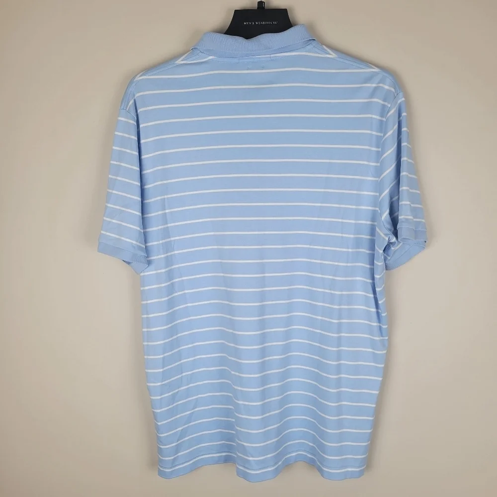 Polo Ralph Lauren Men's L Classic Fit Striped Blue Cotton Short Sleeve Shirt